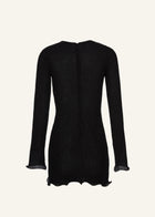Round-Neck Long-Sleeve 3D Pull-Flower Textured Dress