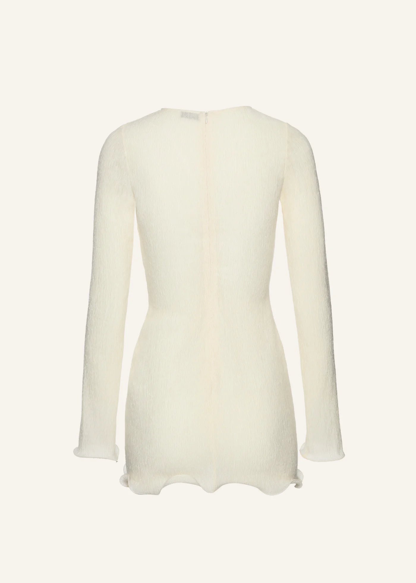 Round-Neck Long-Sleeve 3D Pull-Flower Textured Dress