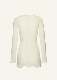 Round-Neck Long-Sleeve 3D Pull-Flower Textured Dress