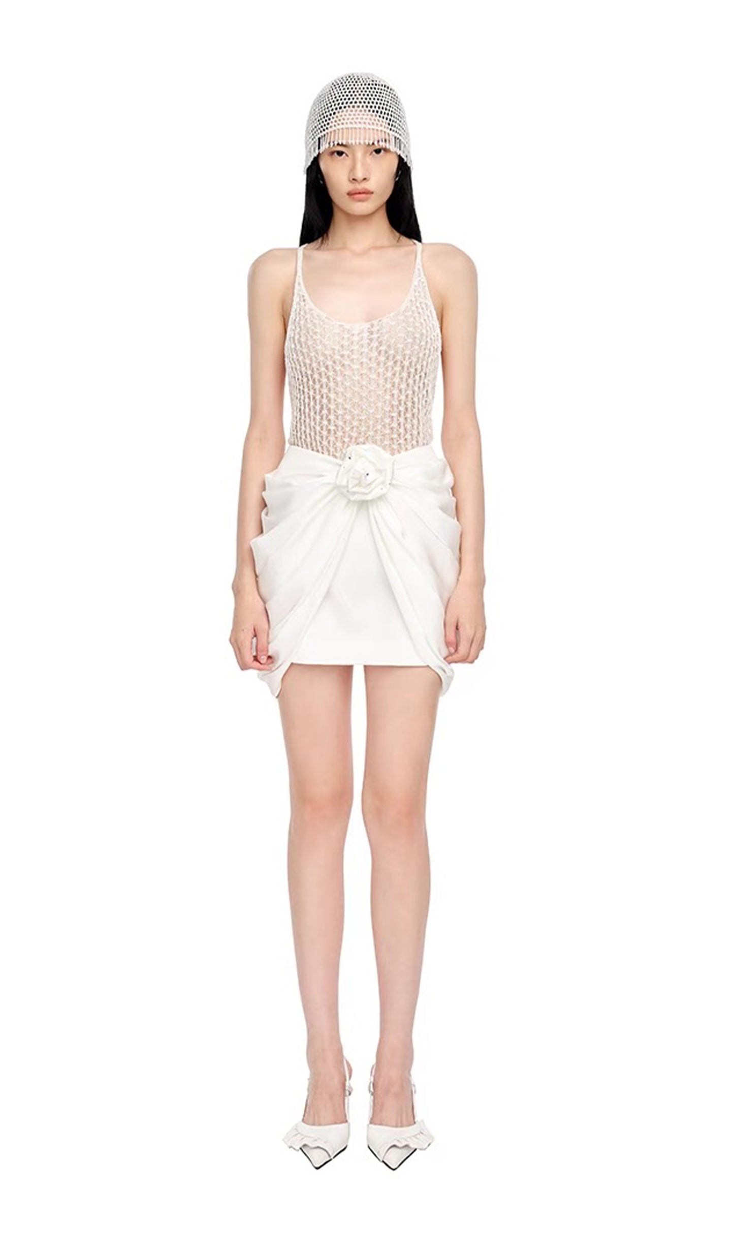 Satin Pleated Mini Skirt