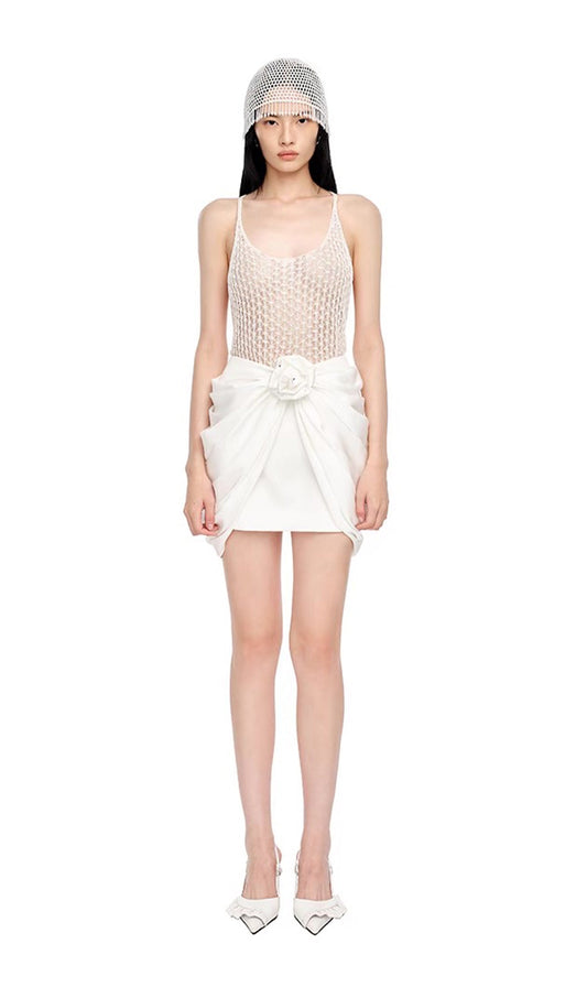 Satin Pleated Mini Skirt