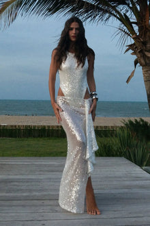 Regina Sequin Embellished Bodysuit & Asymmetric Skirt Set