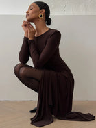 Asymmetrical Pleated Mini Dress with Train