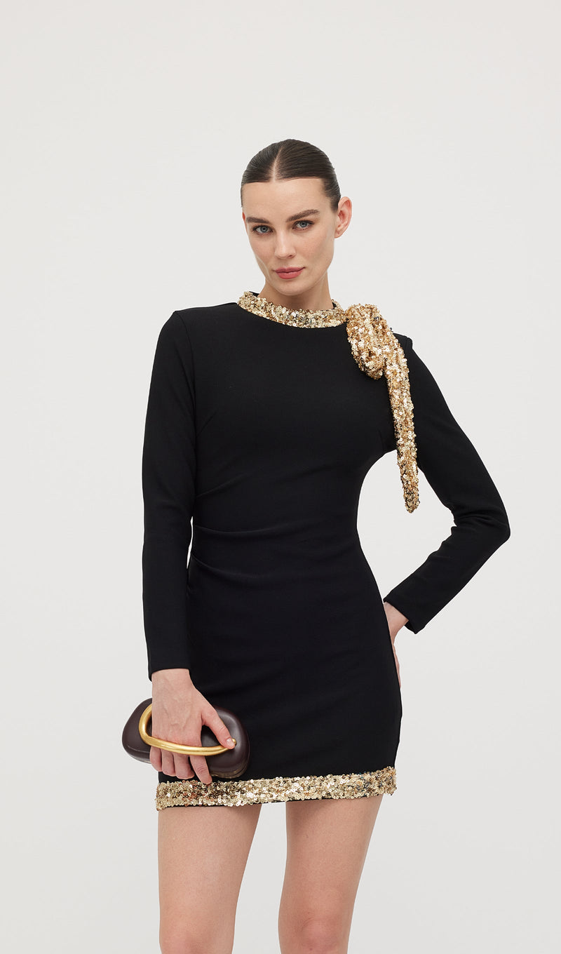 Sequined Bow Mini Dress