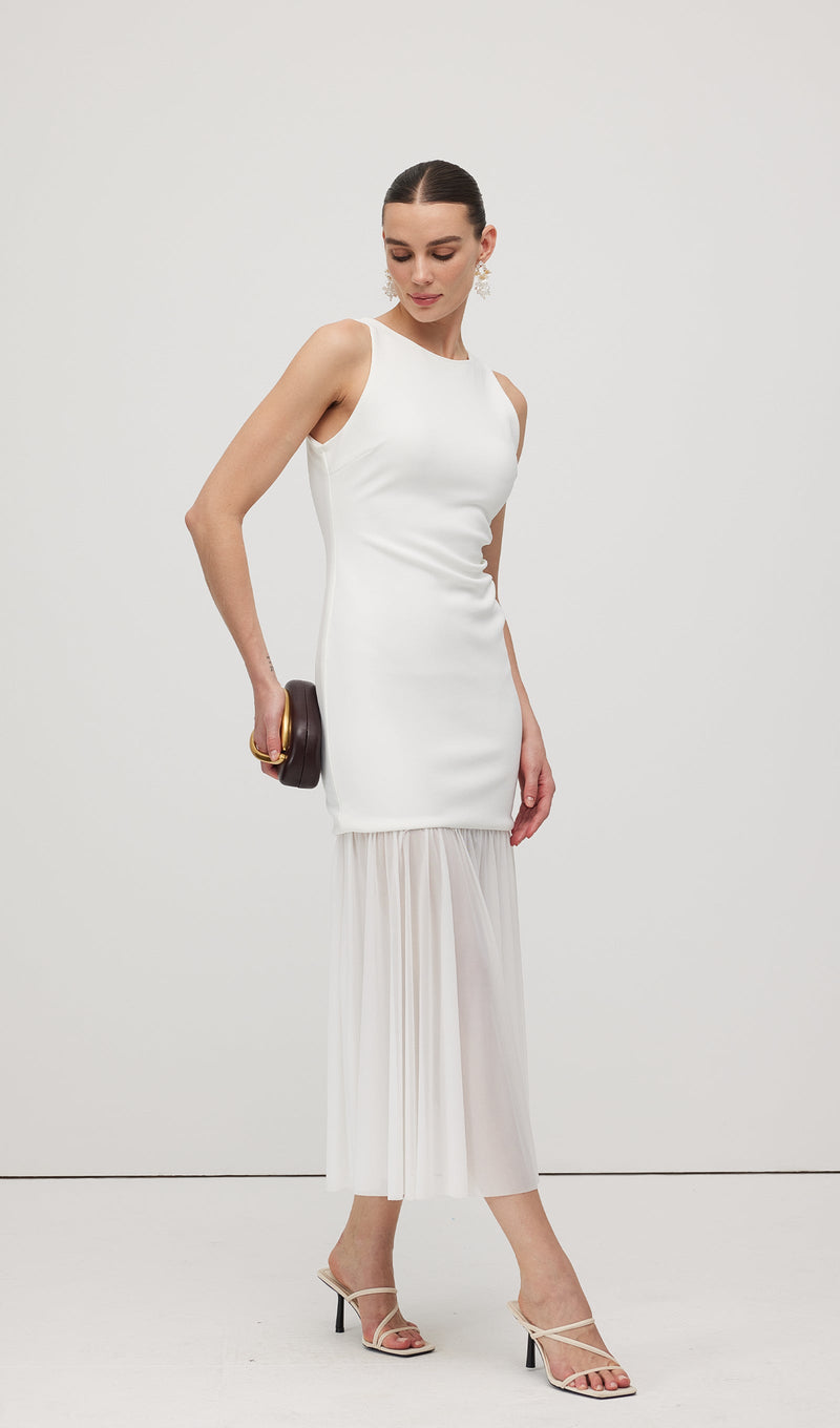 Sheer Overlay Midi Dress