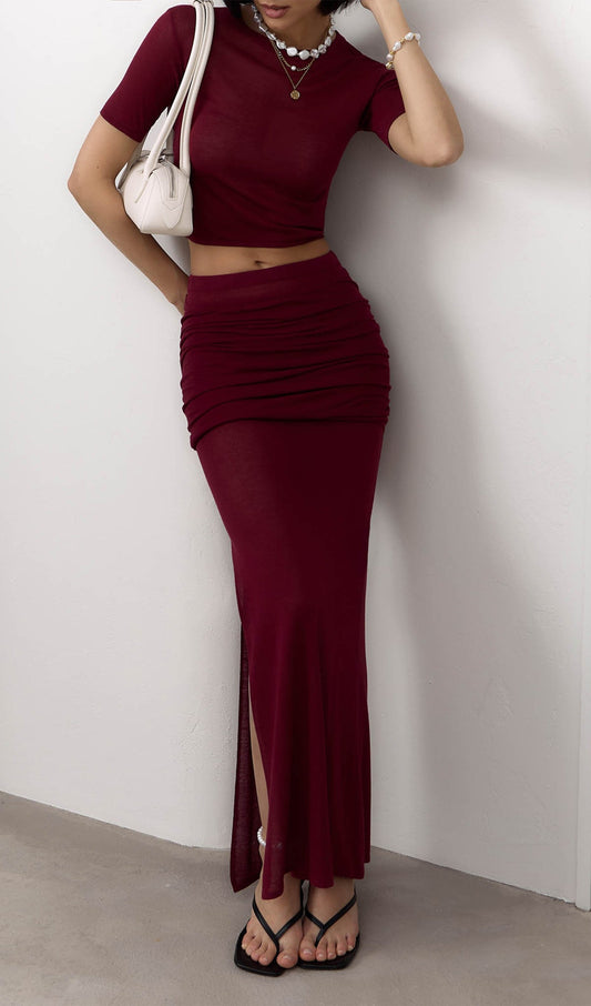 Short Sleeved Jersey Midi Skirt Sets