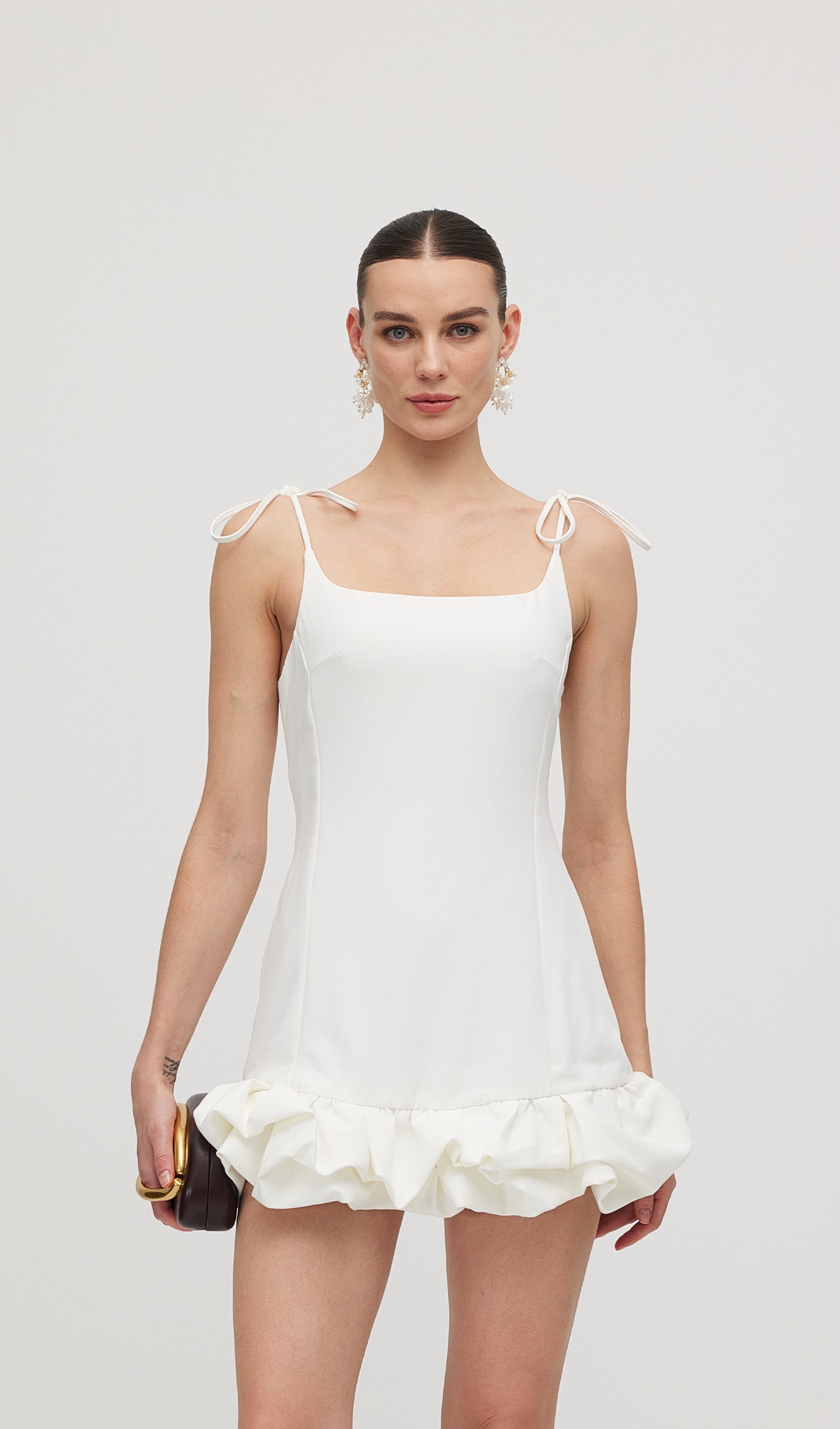 Sleeveless Ruffle Trim Mini Dress