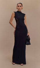 Slinky And Mesh Maxi Dress