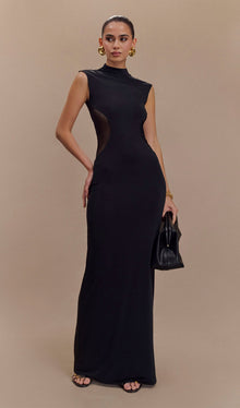 Slinky And Mesh Maxi Dress