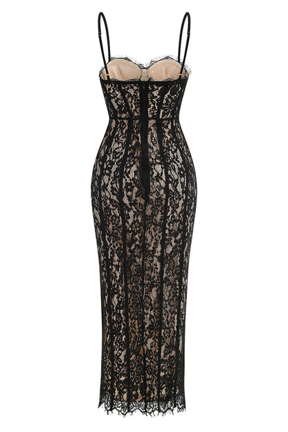 Slip Lace-detailing Midi Dress