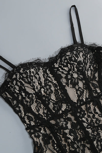 Slip Lace-detailing Midi Dress