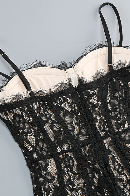 Slip Lace-detailing Midi Dress