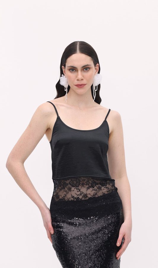 Solid Lace Crop Top