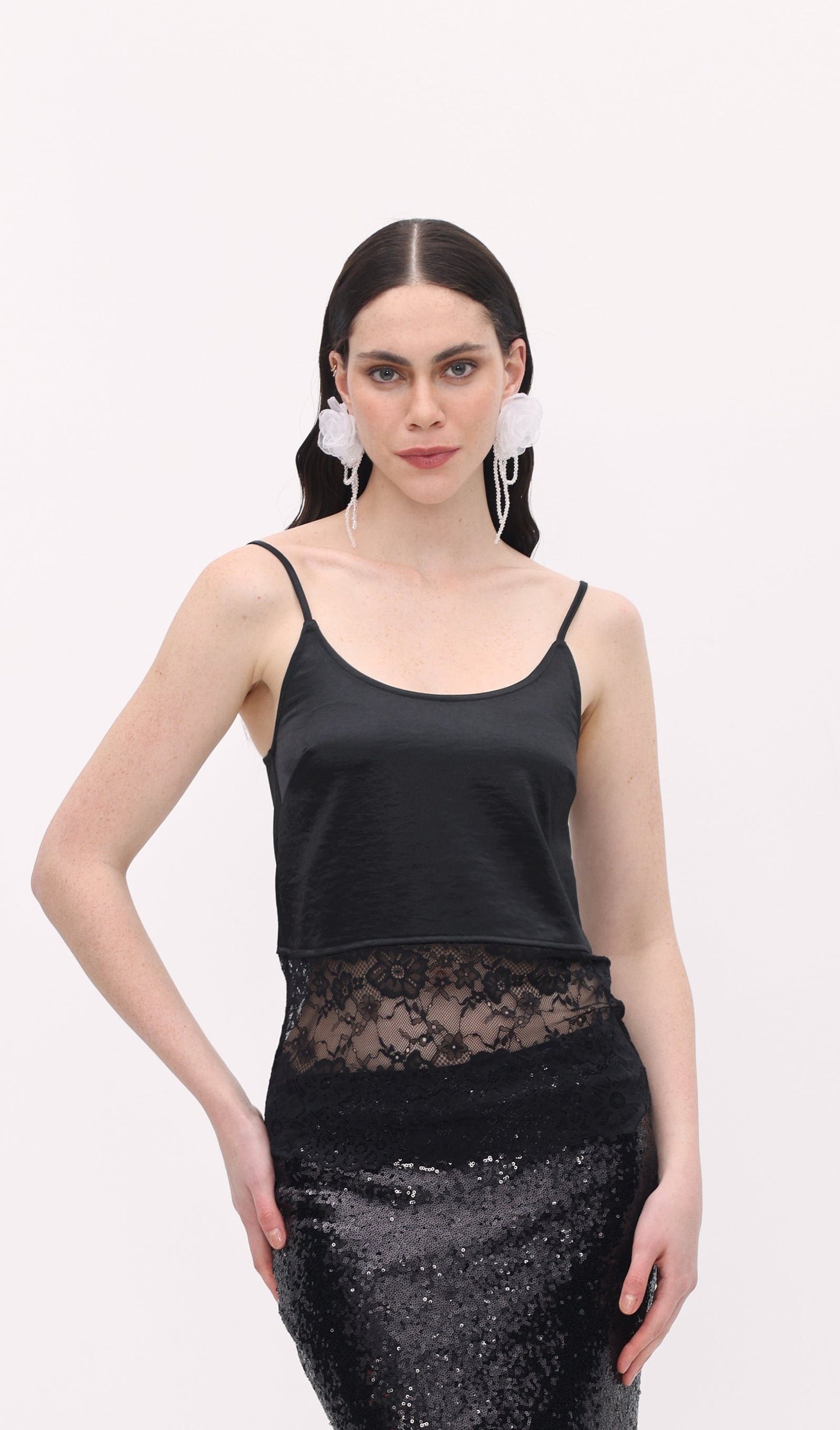 Solid Lace Crop Top