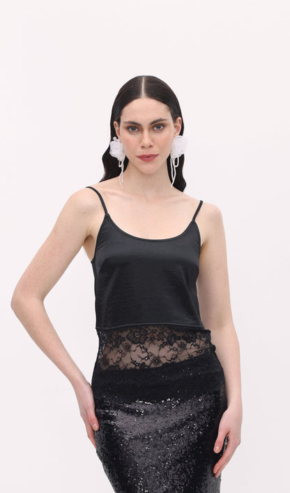 Solid Lace Crop Top