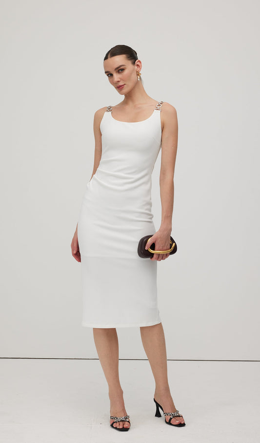 Solid Metallic Midi Dress