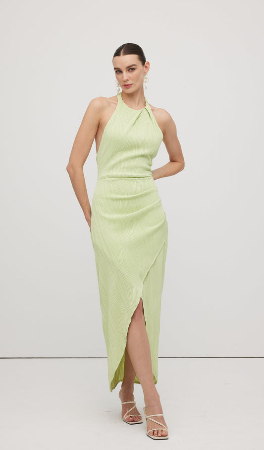 Solid Ribbed Halter Maxi Dress