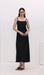 Solid Sequined Slip Midi Dress Black