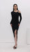 Solid Pleats Split Midi Dress