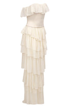 Corset Top Strapless Sheer Tulle Tiered Maxi Dress Set