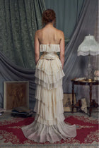 Corset Top Strapless Sheer Tulle Tiered Maxi Dress Set