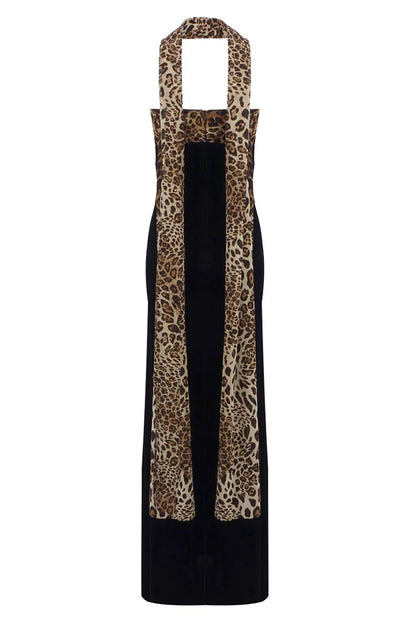 Strapless Leopard Velvet Gown