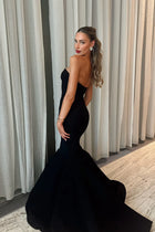 Fitted strapless mermaid cut sable crew long dress