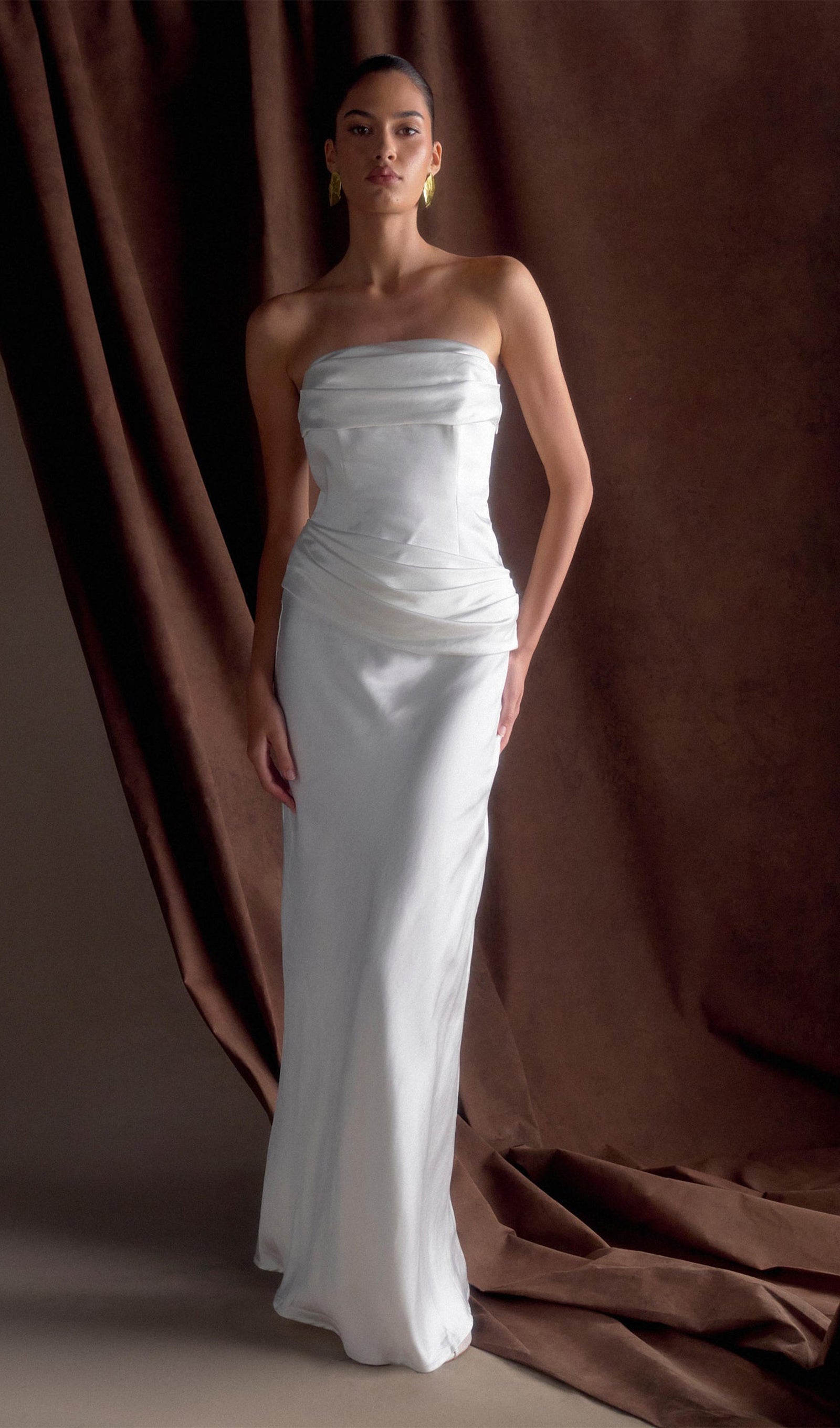 Strapless Satin Maxi Dress