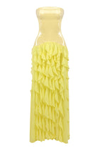 Strapless Sequin-Panel Chiffon High-Slit Dress