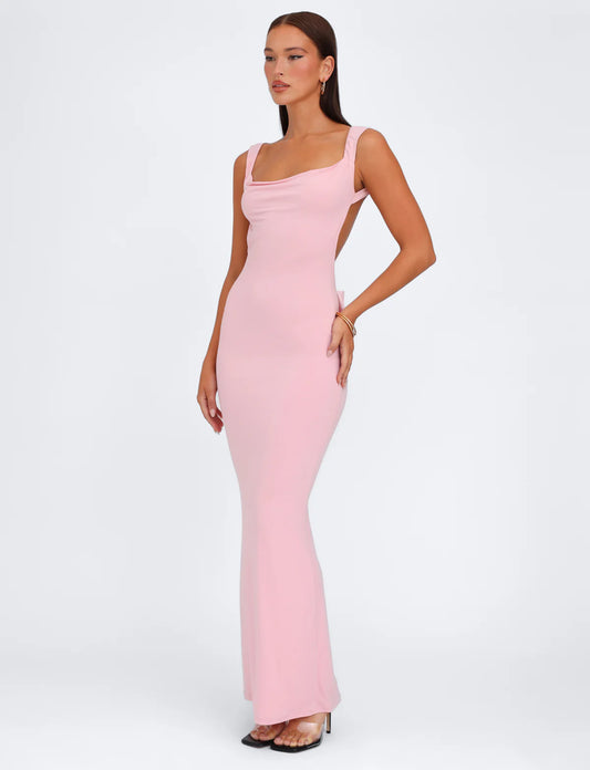 Spaghetti Strap Backless Bodycon with Bow Detail Dress