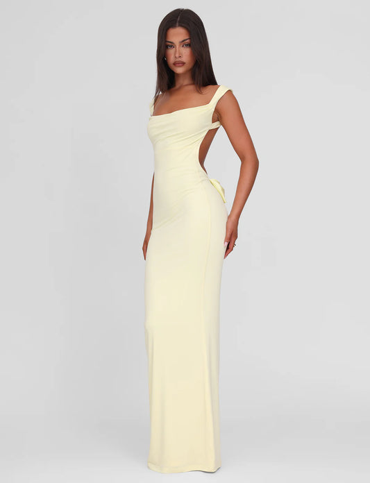 Spaghetti Strap Backless Bodycon with Bow Detail Dress