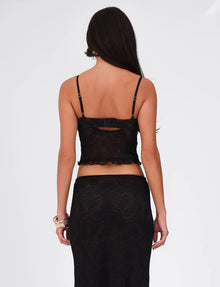 Spaghetti Strap Corset Lace Top and Skirt Set