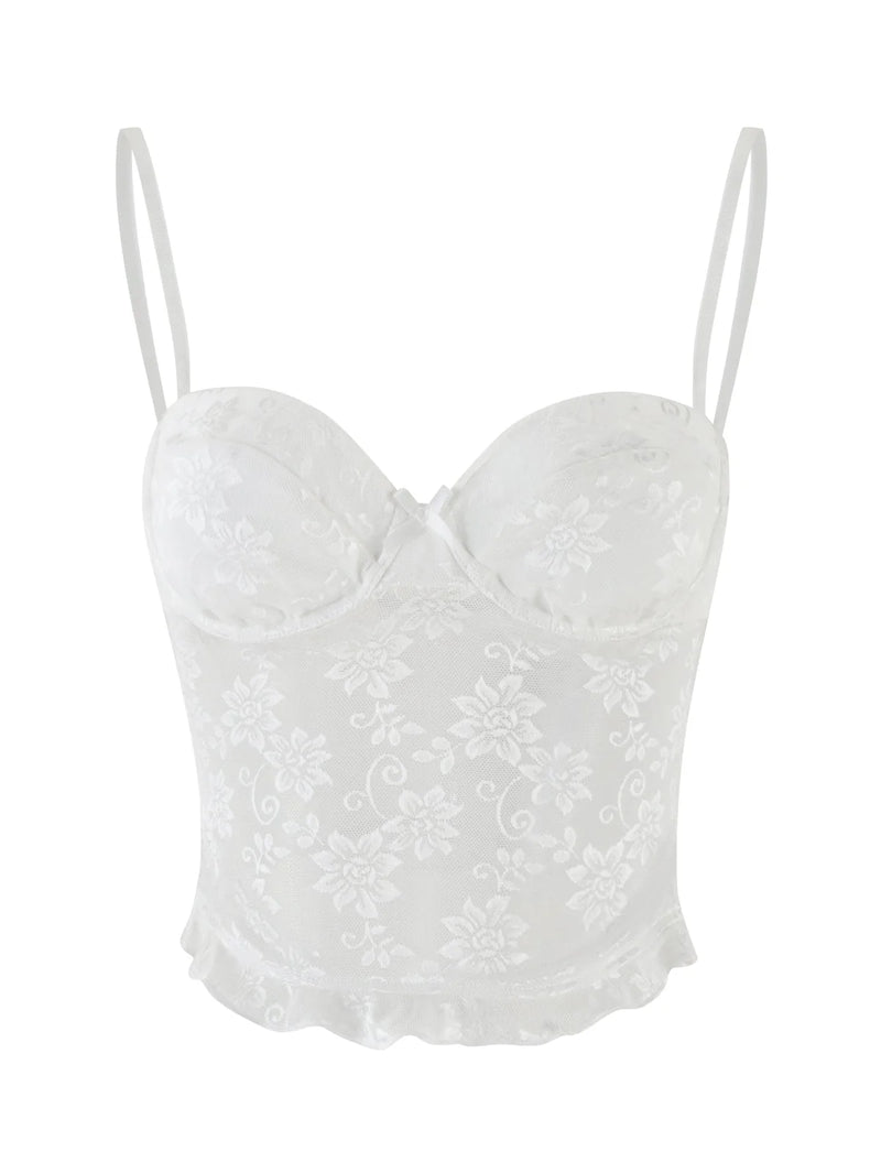 Spaghetti Strap Corset Lace Top and Skirt Set