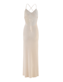 Spaghetti Strap Knit Vacation Dress with 3D Floral Bust Detail