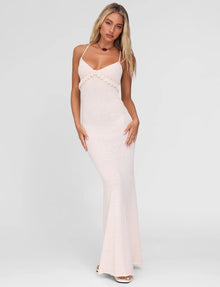 Spaghetti Strap Knit Vacation Dress with 3D Floral Bust Detail