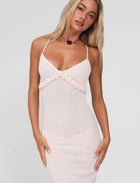 Spaghetti Strap Knit Vacation Dress with 3D Floral Bust Detail