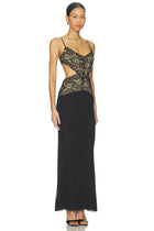 Spaghetti Strap Lace-Mesh Cutout Back Tie Dress