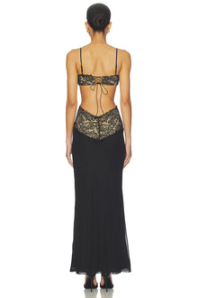 Spaghetti Strap Lace-Mesh Cutout Back Tie Dress