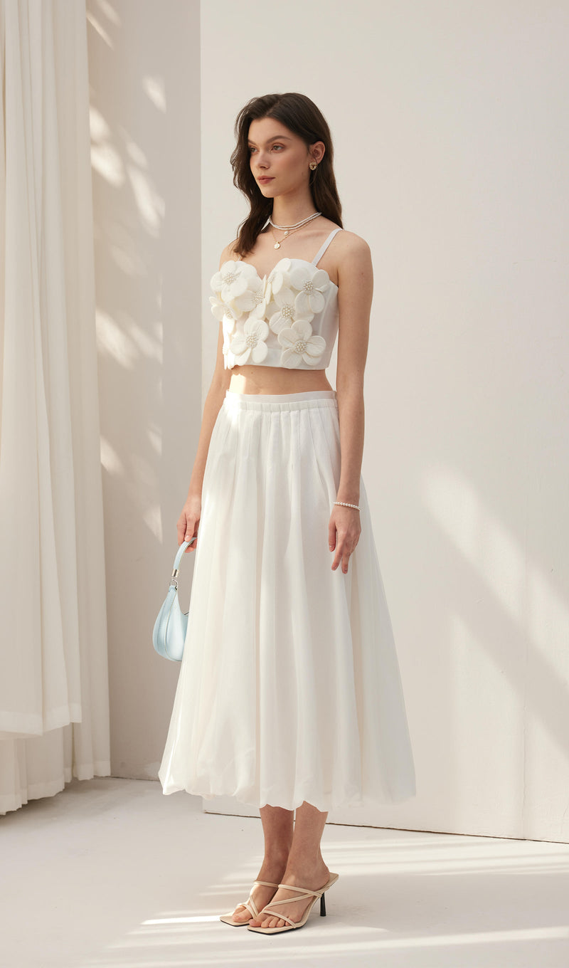 Flower Embellished Bra Top White