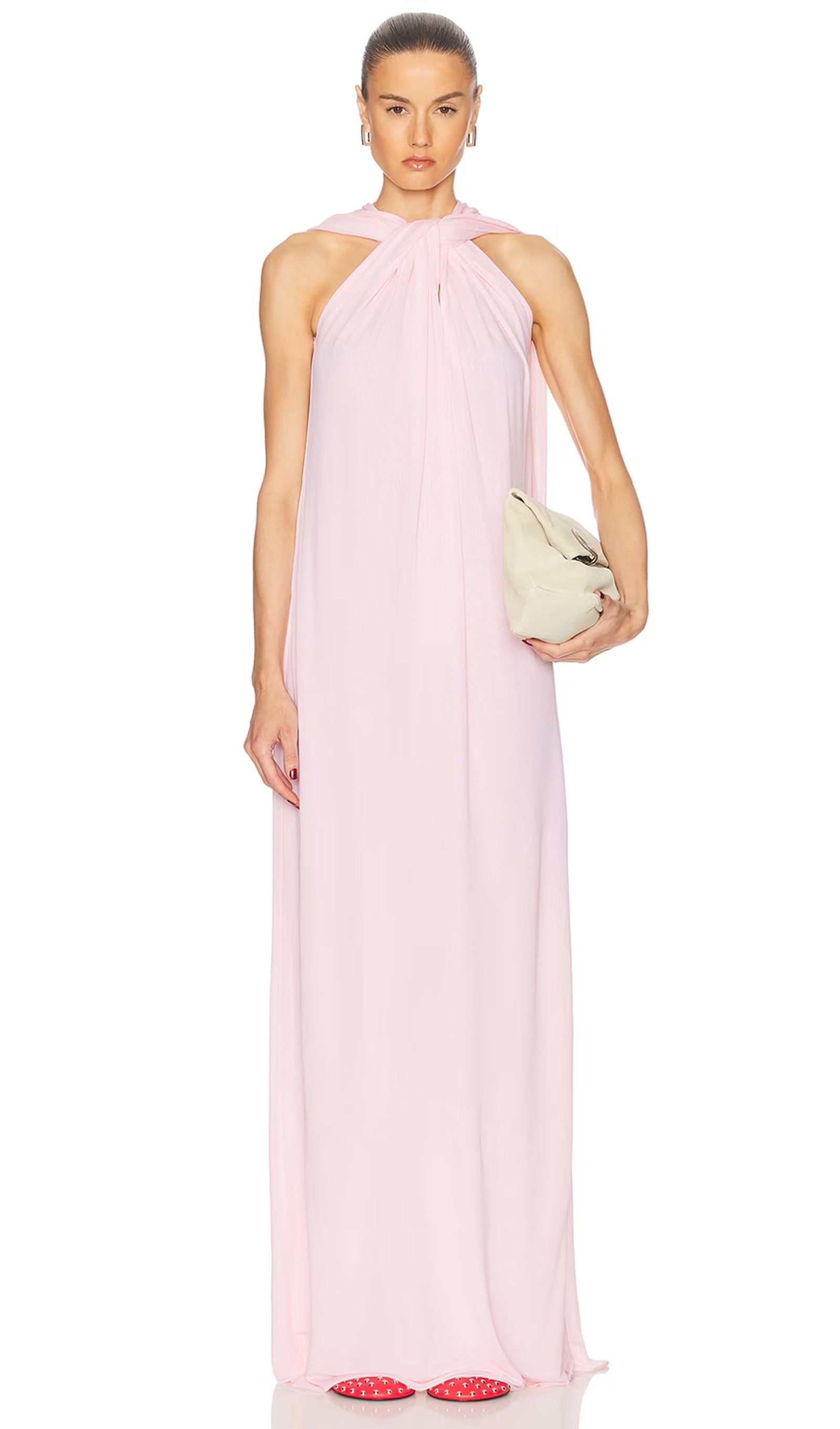 Twisted Georgette Gown Maxi Dress