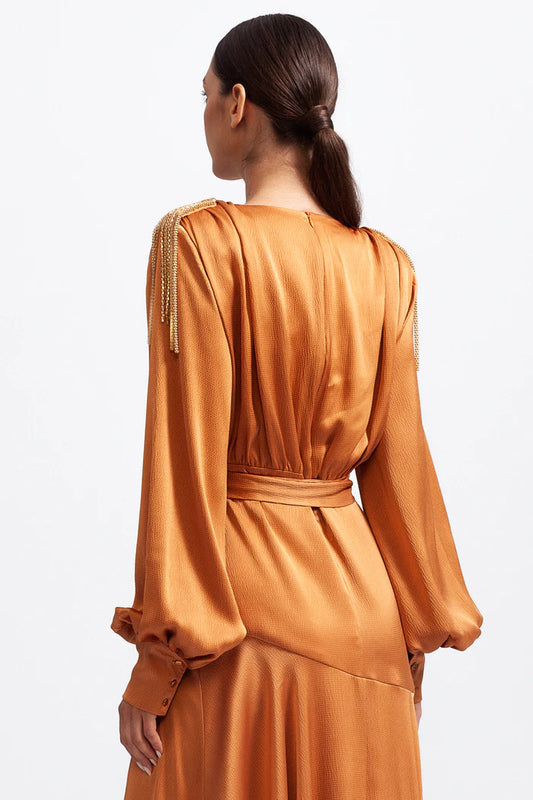 High Neck Split Maxi Evening Dress