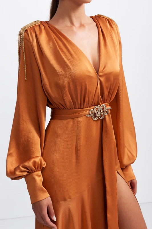 High Neck Split Maxi Evening Dress