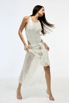 Regina Sequin Embellished Bodysuit & Asymmetric Skirt Set