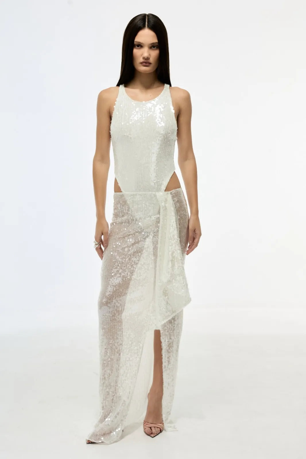 Regina Sequin Embellished Bodysuit & Asymmetric Skirt Set