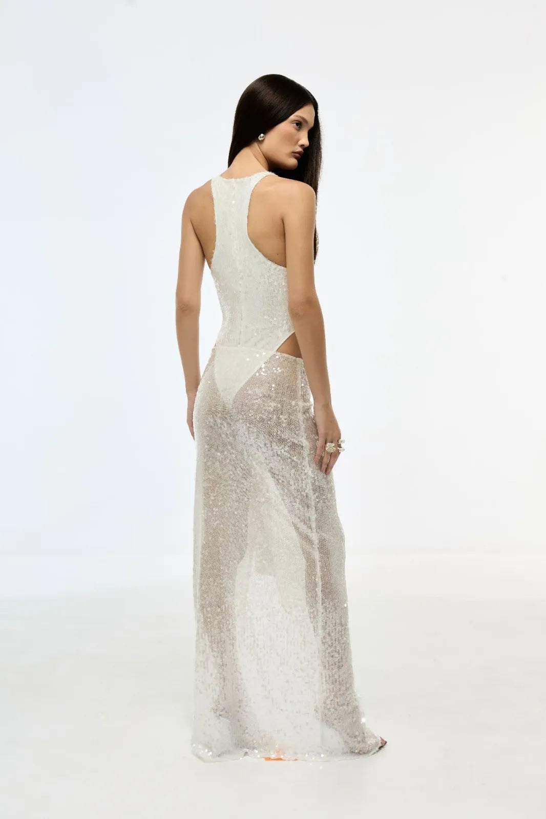 Regina Sequin Embellished Bodysuit & Asymmetric Skirt Set