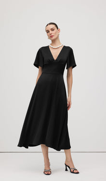 V Neck Evening Midi Dress