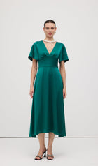 V Neck Evening Midi Dress