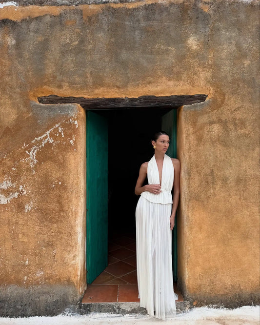 White Silk Skirt & Top Set