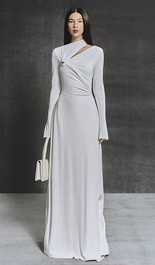 Hollow Out Metallic Decor Maxi Dress