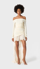 Jersey With Chiffon Train Mini Dress